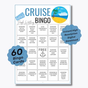 Cruise Bingo - People Watching - 60 esclusive cartelle precompilate del bingo - Pronte per giocare - Divertimento per crociere, viaggi, vacanze - Gioco per famiglie