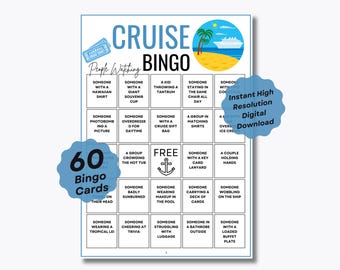 Cruise Bingo - People Watching – 60 Unique Prefilled Bingo Cards – Ready-to-Play – Fun for Cruises, Travel, Vacations – Family Friendly Game