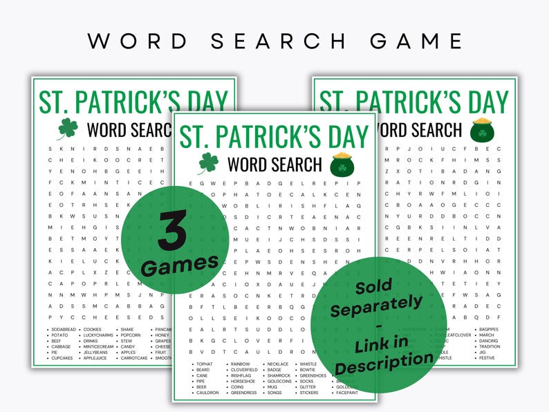 3 St Patricks Day Word Scramble Games - 3 Printable Puzzles - Family ...
