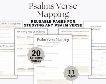 Psalms Verse Mapping Workbook Printable, Christian Bible Study Journal, Scripture Reflection PDF