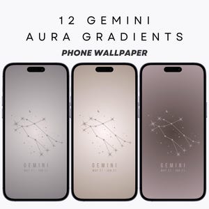 12 Gemini Aura Gradient Wallpapers for iPhone, Android, Smartphone - Neutral Hues - Zodiac Screensaver - High Resolution Digital Product