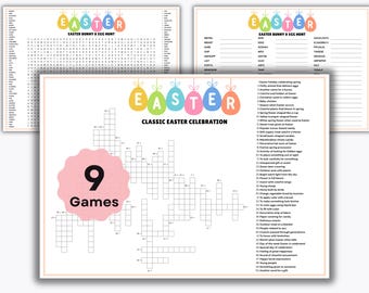 Giant XXL Easter Word Games Bundle - 9 Printable Puzzles - Easter Party Activity - Church Celebration - Classroom Games