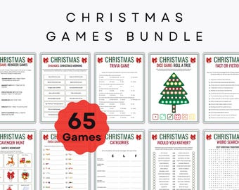 Christmas Games Bundle, 65 Printable Activities, Trivia,Word, Icebreaker Games for Kids, Teens, Adults, Festive Family Fun, Instant Download