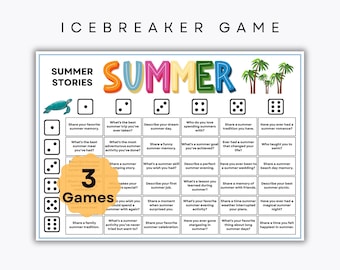 Summer Ice Breaker Dice Game - 3 Different Versions - Get to know you - Family Time - Kids Game - Summer Activity - Party games - Vacation