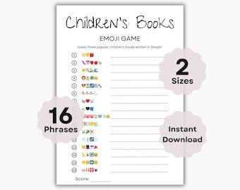 Children's Book Emoji Pictionary - Emoji Printable - Baby Shower Emoji Game - Baby Book Emoji Game - Virtual Baby Shower - Instant Download