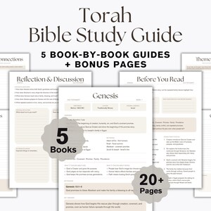 Torah Bible Study Guide Printable, First 5 Books of the Bible Workbook, Genesis Exodus Leviticus Numbers Deuteronomy