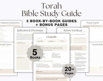 Torah Bible Study Guide Printable, First 5 Books of the Bible Workbook, Genesis Exodus Leviticus Numbers Deuteronomy
