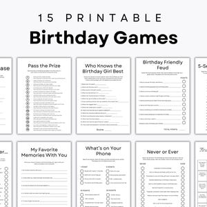 15 verjaardagsspelletjes - afdrukbare gezelschapsspelletjes - verjaardag volwassen - vriendelijke vete - beste wensen - timecapsule - wie kent haar het beste - afdrukopties
