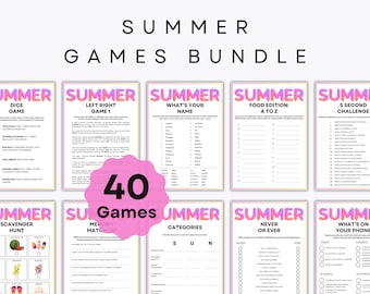 40 juegos de verano - Juegos de fiesta imprimibles - Actividad familiar - Juegos de campamento de verano - Búsqueda del tesoro - Fiesta de cumpleaños - Hoja de trabajo - Fin de curso