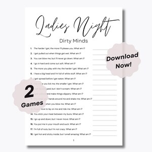 2 Dirty Minds Games - Party Game Printables - Ladies Night Game - Late Night Game - Dirty Mind Game - Bachelorette Game - Dirty Trivia