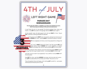 4th of July Left Right Games - 3 Patriotic Games - Family Activity - Party Game - Gift Giving - Gift Exchange Game - Pass the Prize