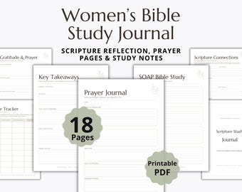 Women’s Bible Study Notes Printable, Christian Reflection Journal Pages, Scripture Study PDF Download