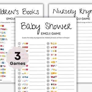 Baby Shower Emoji Games Bundle - 3 Printable Games - Emoji Pictionary Game - Baby Book Emoji Game - Virtual Baby Shower - Instant Download