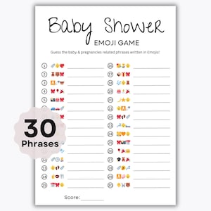 Baby Shower Emoji Pictionary Game Printable - Baby Shower Game - Gender Neutral Baby Shower Games - Virtual Baby Shower - Instant Download