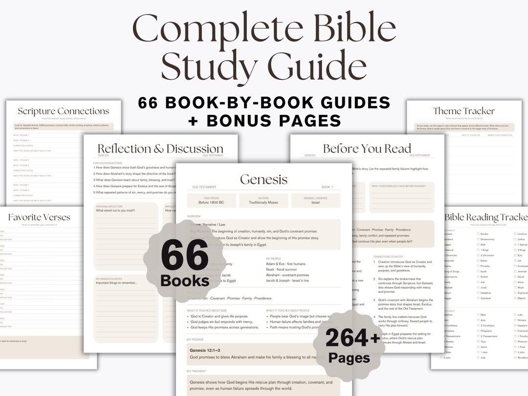 Complete Bible Study Guide Printable, 66 Books of the Bible Workbook ...
