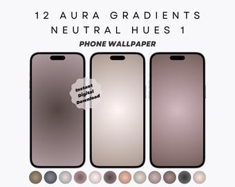 12 Autumn Aura Gradient Wallpaper, Neutral Hues - Aesthetic Wallpaper for iPhone, Android, Smartphones - Minimalistic Style- High Resolution