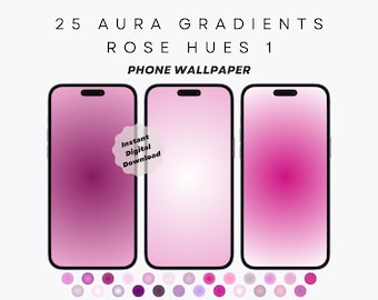 25 Aura Gradient Wallpaper, Rose Hues - Aesthetic Wallpaper for iPhone, Android, Smartphones - Minimalistic, Soft Gradient, High Resolution