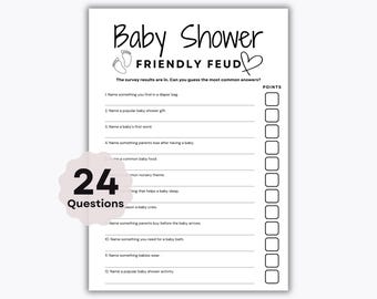 Baby Shower Friendly Feud – Printable Games – 24 Baby Shower Questions - Icebreaker Baby Shower Activity - Baby Shower Games