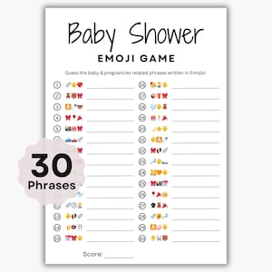 Baby Shower Emoji Pictionary Game Printable - Baby Shower Game - Gender Neutral Baby Shower Games - Virtual Baby Shower - Instant Download
