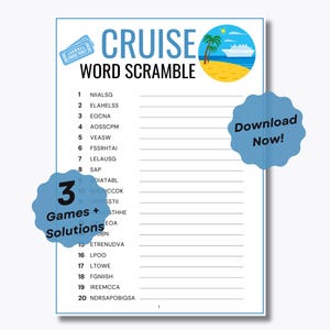 3 Kreuzworträtsel - 3 druckbare Puzzles - Familienspaß - Druckbares Spiel - Kinder Arbeitsblatt - Urlaub - Urlaub am Meer