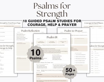 Psalms for Strength Prayer Journal Printable, Christian Bible Study Workbook for Faith and Courage PDF