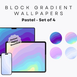 4 Pastel Block Gradient Desktop Wallpaper, Soft Hues - Aesthetic Wallpaper for Desktop, iPad, MacBook, iPhone, Tablet - Minimalistic