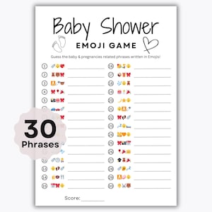 Baby Shower Emoji Pictionary Game Printable - Baby Shower Game - Gender Neutral Baby Shower Games - Virtual Baby Shower - Instant Download