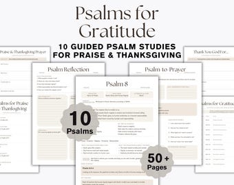 Psalms Gratitude Journal Printable, Christian Prayer Journal, Praise and Thanksgiving Bible Study PDF