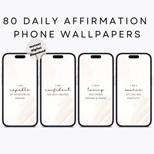 80 dagelijkse bevestiging telefoonachtergronden - esthetische screensaver - manifestatie van zelfliefde - inspirerende citaten - minimalistische telefoonachtergrond