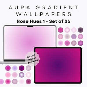 25 Sfondo desktop sfumato Aura, tonalità rosa - Sfondo estetico per desktop, iPad, MacBook, iPhone, tablet, minimalista, sfumatura morbida