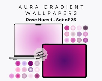 25 Aura Gradient Desktop Wallpaper, Rose Hues - Aesthetic Wallpaper for Desktop, iPad, MacBook, iPhone, Tablet, Minimalistic, Soft Gradient