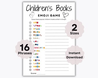 Children's Book Emoji Pictionary - Emoji Printable - Baby Shower Emoji Game - Baby Book Emoji Game - Virtual Baby Shower - Instant Download