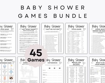 Baby Shower Games Bundle – 45 Printable Games – Icebreaker Party Activity – Trivia, Guess Who, Friendly Feud, Word Games, Gift Exchange