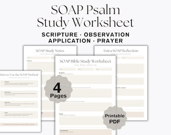 Psalms SOAP Bible Study Journal Printable, Christian Scripture Study Workbook, Prayer Journal PDF