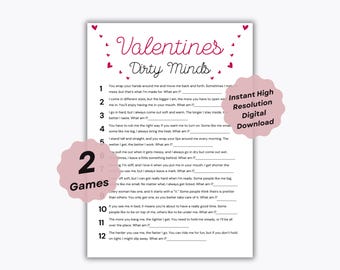 2 Dirty Mind Valentine’s Day Games - Party Game Printables - Ladies Party Game - Late Night Game -  Fun Galentines Day Games - Dirty Trivia