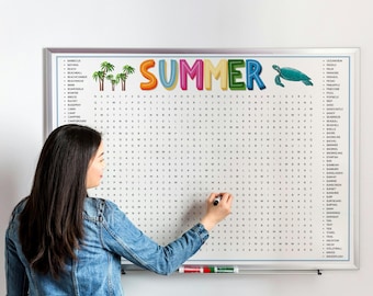 Giant XXL Summer Word Search Game - 100 Words - 2 Printable Puzzles - Summertime Family Activity - Summer Camp Group Game - Large Print