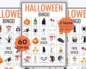 Halloween Bingo Game - 60 Cards – Party Activity - Kids Holiday Game - Trick or Treat - Scary Bingo - Icebreaker Game