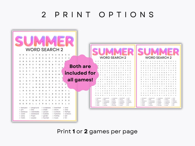 Summer Word Search Games - 3 Printable Summtertime Games - Fun Summer ...