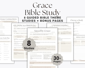 Grace Bible Study Printable, Christian Theme Study Workbook, Reflection PDF