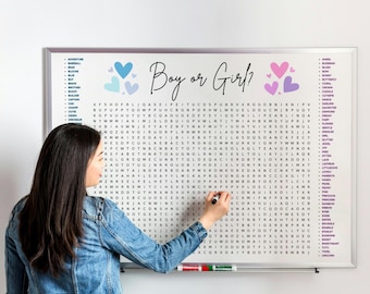 Giant XXL Boy or Girl Word Search – Gender Reveal Party – 100 Baby-Themed Words – 3 Printable Puzzles – Fun Baby Shower Game – Large Print