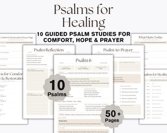 Psalms for Healing Prayer Journal Printable, Christian Comfort Workbook, Bible Study Reflection PDF