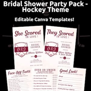 Hockey Theme Brautparty Einladung & Spiele Pack - EDITIERBARE CANVA VORLAGEN!