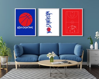 Washington Mystics WNBA drieluik digitale download | Set van 3 WNBA-muurkunstafdrukken | Perfect voor basketbalfans