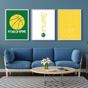 Seattle Storm WNBA Triptych Digital Download | Set of 3 WNBA Wall Art Prints | Perfect for Basketball Fans