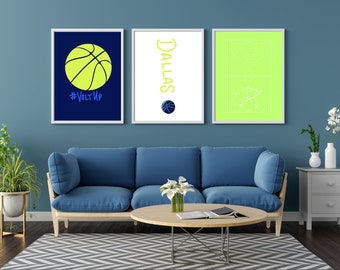 Dallas Wings WNBA drieluik digitale download | Set van 3 WNBA-muurkunstafdrukken | Perfect voor basketbalfans