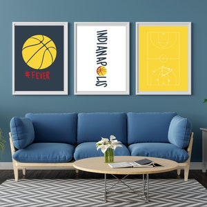 Indiana Fever WNBA Triptych Digital Download | Set of 3 WNBA Wall Art Prints | Perfect for Basketball Fans