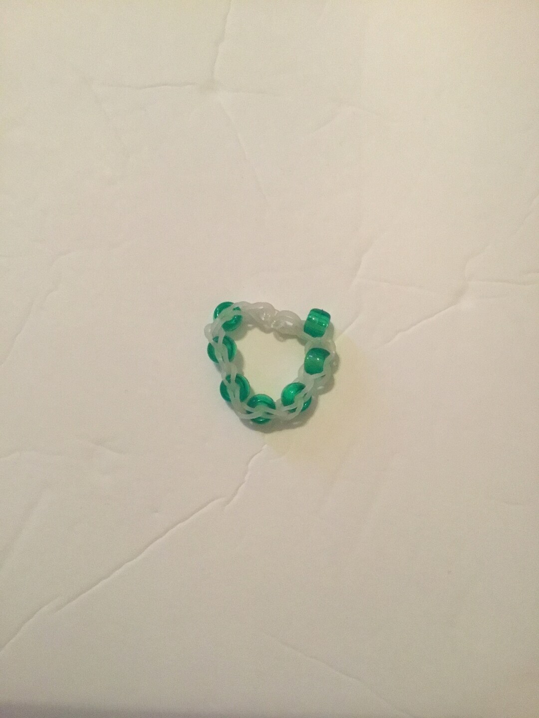 White Rubber Band Bracelet With Green Beads Etsy