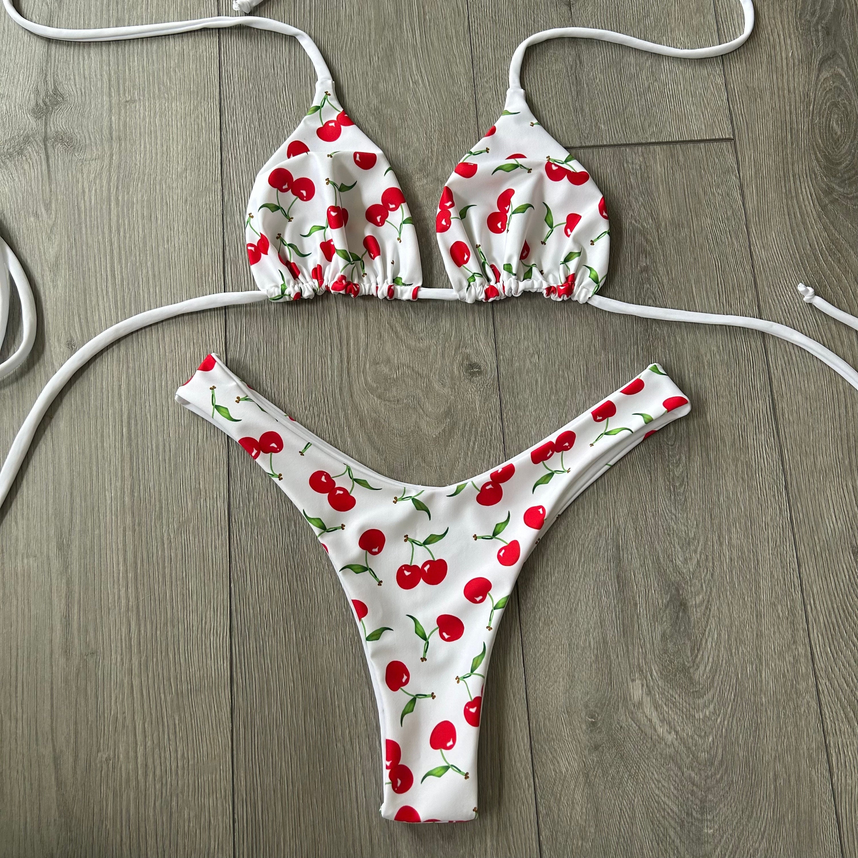 Cherry Bikini for Women White and Red Bikini With Gingham and Bandana Print  and Bikini Bottom Cheeky -  Canada