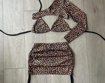 Festival Outfit Rave Outfit White Cherry Print 3 Piece Triangle Bikini ...