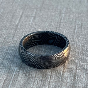 Simple Damascus Ring With Deep Pattern 6mm Domed Shape Ring - Etsy